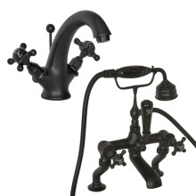 Milano Elizabeth Mono Bathroom Basin Mixer Tap Bath Tap Hand Shower - Black Nickel