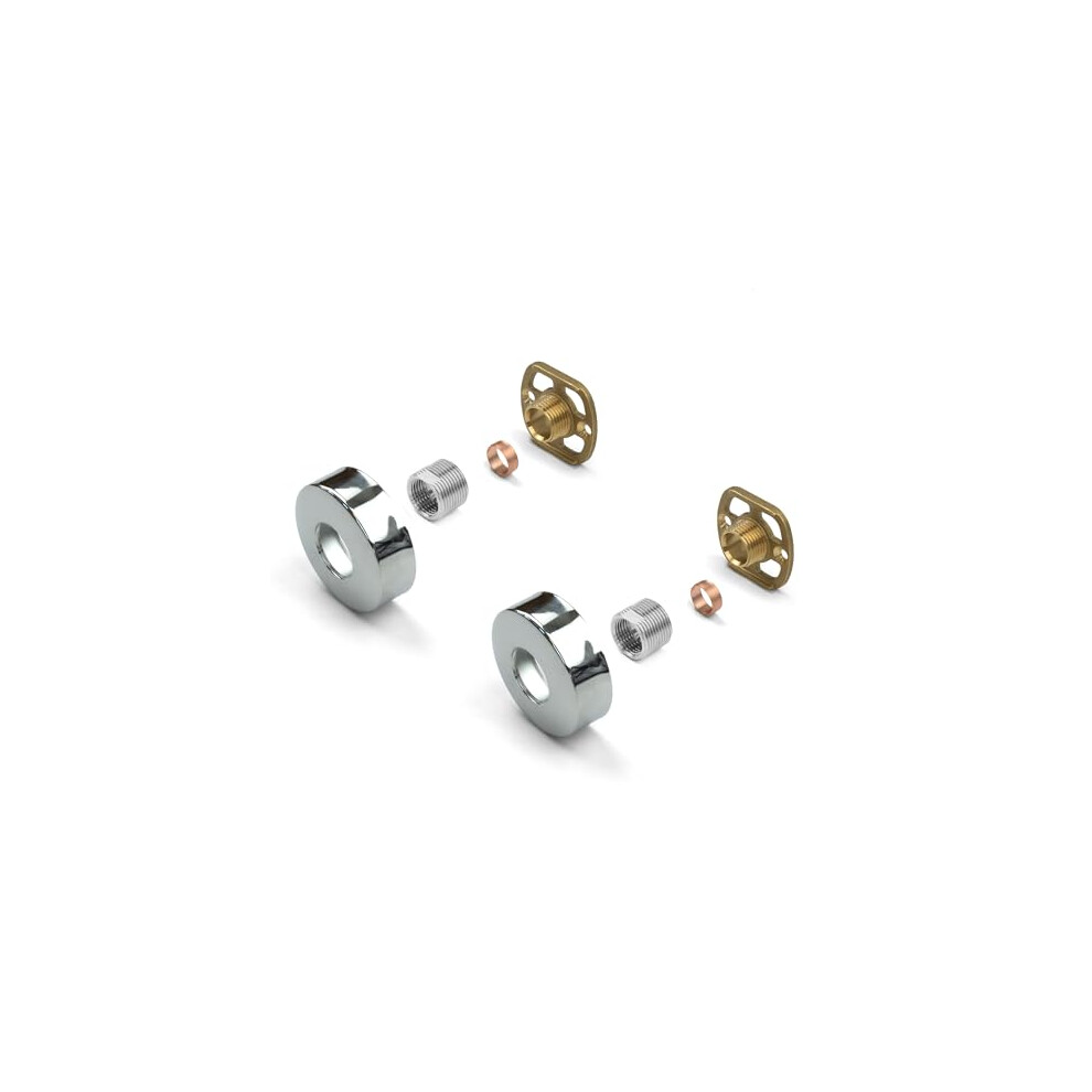 Chrome Round Shower Fixing Kit Plates (Pair) with 3/4 Connections Wall Mounted - Image 3