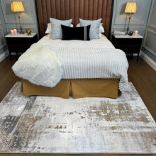 Beige Patterned Rug Modern Abstract Grey Textured Ombre Transitional Mixed Colour Cosmopolitan Bedroom Living Area Rug 160cm x 230cm (5ft 3" x 7ft 7")