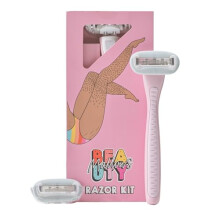 Mallows Beauty Razor Kit, Contains a Razor Handle and 2 Heads with Vegan Lubricating Strips, Aloe Vera and Vitamin E, Razors for Women, Pack of 2