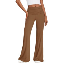 REORIA Damen Hosen Leggings Elegant Weites Bein Braun XL — damen leggings flare, stoffhose hohe taille, braune hose xl, elegante reoria leggings