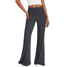 REORIA Pantalones Leggings de Mujer Elegantes de Pernera Ancha Gris L — pantalones flare mujer, leggings talle alto