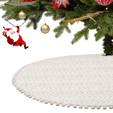 Dekorative Teppichunterlage unter den Weihnachtsbaum Kunstfell Rund 91 cm Festlich Beige — teppich unter dem weihnachtsbaum, weihnachtsmatte 91 cm