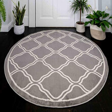 Luxury Modern Silver Grey Trellis Circle Carpet Rug Geometric Durable Living Room Lounge Rugs 160cm