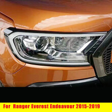 Black DRL HeadLight LED Cover Trim Lamp Hood Daytime Running Light for Ranger Everest Endeavour 2015-2019