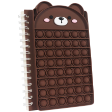 Notizbuch Schulheft Fidget Toy Pop It für Kinder Braunbär 50 Seiten A5 — pop it heft, stress relief notizbuch