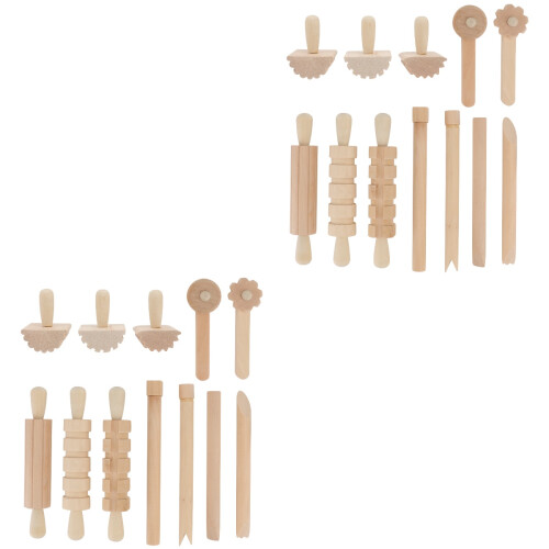 2Ensembles Outils Sculptures En Bois Beige Pour Argile 2