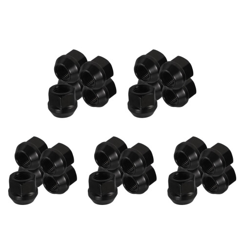 25Pièces Cache-Écrous Métal Noir Fixation Sécurisée Roues Auto 1