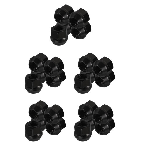 25Pièces Cache-Écrous Métal Noir Fixation Sécurisée Roues Auto 2