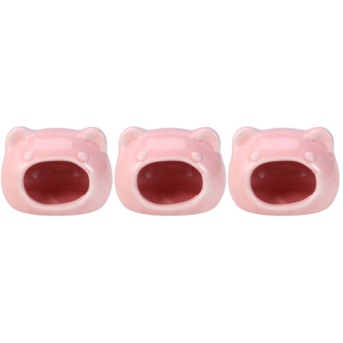 3Pièces Hamster Rose Céramique Avec Design Tête De Chat 2