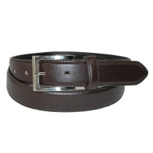 CTM Men's Leather 28.5 mm Basic Dress Belt with Silver Buckle
