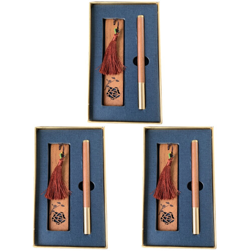 3Ensembles Ensemble Cadeau Signet Bois Marron Et Pratique 1