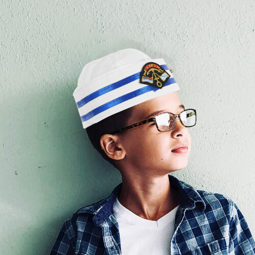 2Pièces Chapeaux Marin Brodés Enfant Coton Qualité Usage Costume 2