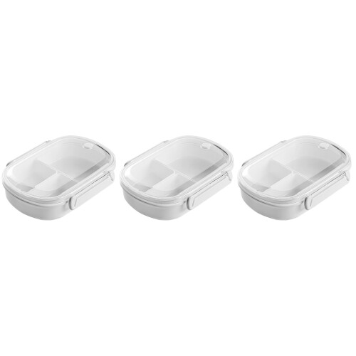 3Pièces Lunch Box Bento Blanches Légères Compartiments Étanches 2