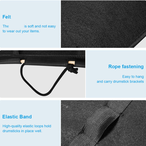 Portable Drumstick Storage Bag Foldable Felt Hanging Holder For Percussion Stick 1