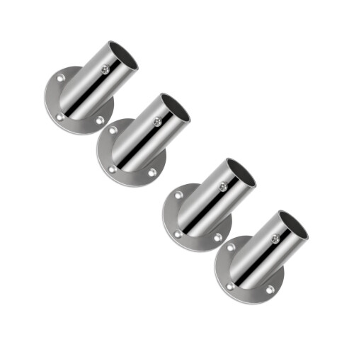 4Pièces Brackets Solides Acier Inoxydable Argent Pour Tringle Porte 1