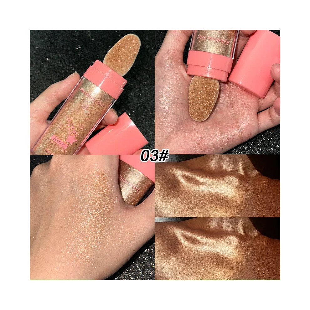 My Store (03) 3 Colors Fairy Highlighter Patting Shimmer Powder,Whole Body Contour And Collarbone Brightening,Face Contouring Body Pearlescent
