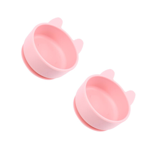 2Pièces Dînette Bébé Silicone Rose, Usage Garderie 2