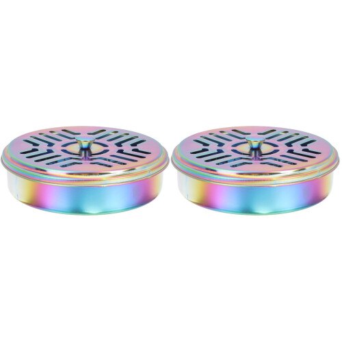 2Pièces Boîte Métal Multi Usage Couvercle Creux Brûleur Encens 1