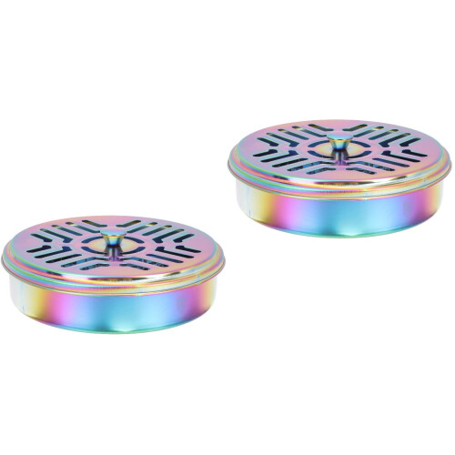 2Pièces Boîte Métal Multi Usage Couvercle Creux Brûleur Encens 2