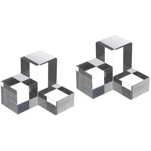 6Pièces Cubes Acryliques Argent Supports De Présentation Robusts 2
