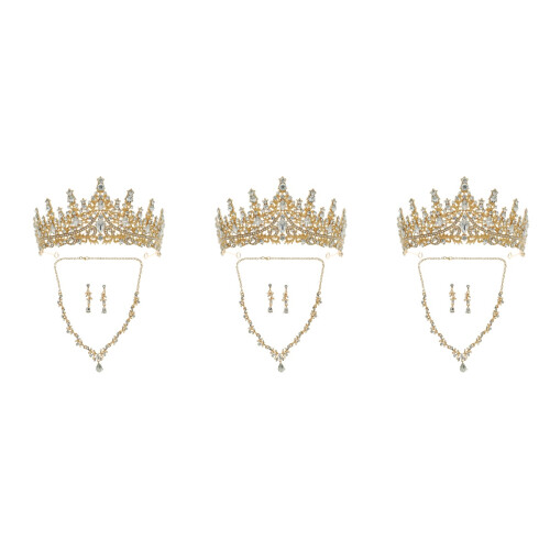 3Ensembles Parures Dorées Boucles Pendantes 2