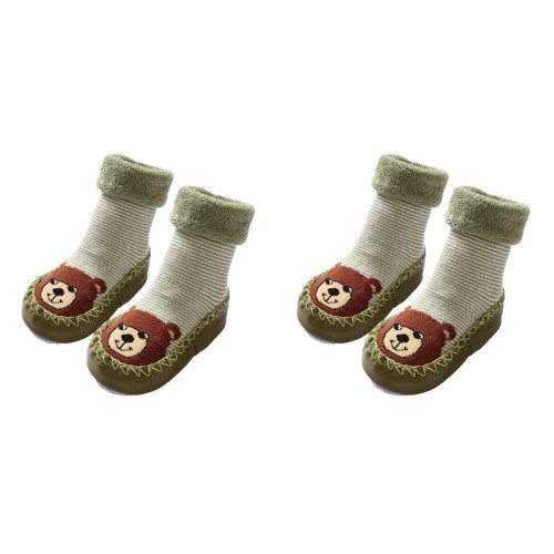 2Paires Bébé Cartoon Vert Antidérapantes En Coton 1