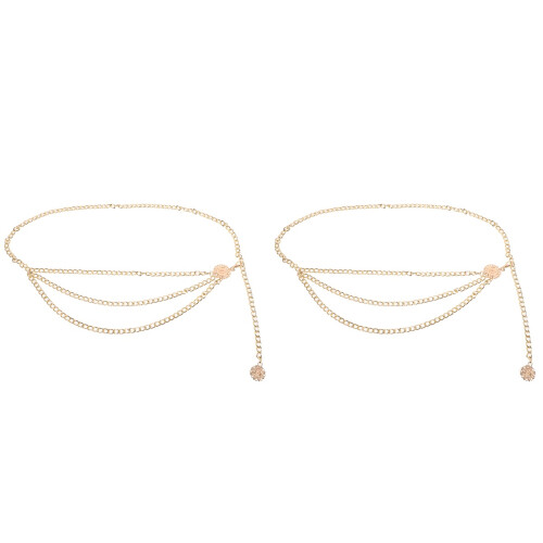 2Pièces Chaînes De Taille Dorées Pour Look 1