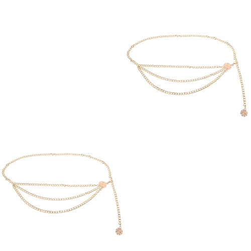 2Pièces Chaînes De Taille Dorées Pour Look 2