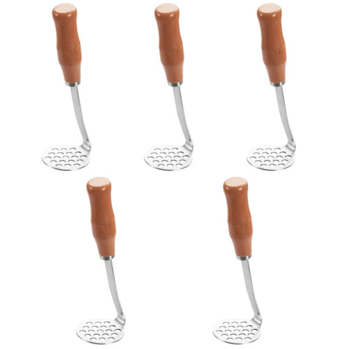 5Pièces Écrase- Manuel Manche Bois Pour Maison Argent 1