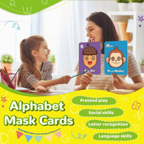 26 Part Script Print Scintillate Layouts Animal Mask Learning Toy Educational Game For 1