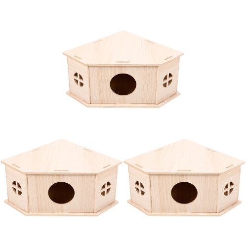 3Pièces En Bois Pour Hamsters Beige Résistantes Douces 1