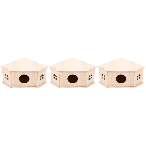 3Pièces En Bois Pour Hamsters Beige Résistantes Douces 2
