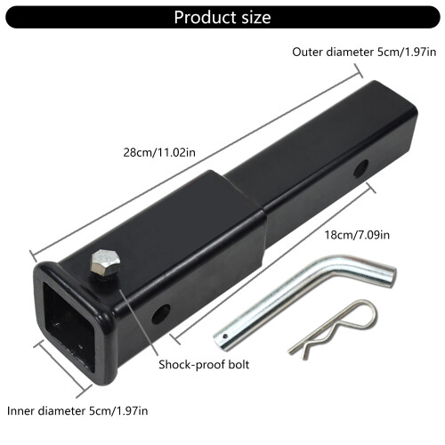 Adjustable Hitch Tube Extender Provide 7inch Extension Efficient Cargo Transport 2