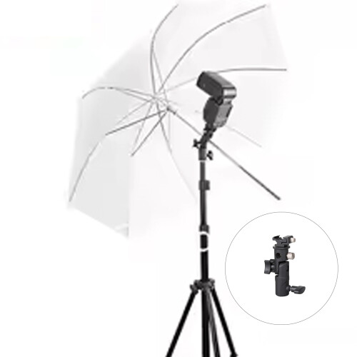 Camera Flash Mount Rotation Light Stand Bracket with Umbrella Reflector Holder 1