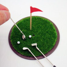 Simulation Wood Golf Club Doll House Scene Glof Model Interactive Toy For Crafts