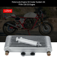 Motorcycle Engine Oil Cooler Cooling Radiator Kit 125Ml Aluminum Silver for CB CG Engine