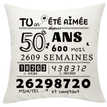 Funda de almohada con bolsillos Regalo para 50 cumpleaños Blanco 45 x 45 cm — funda decorativa, regalo cumpleañero