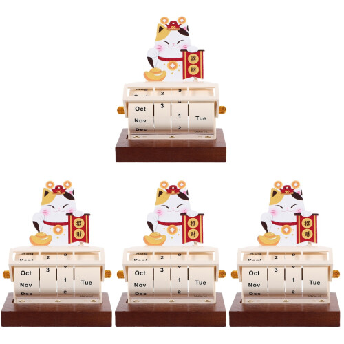 4Pièces Calendrier Cartes Bois Décor Maison Multifonction 1