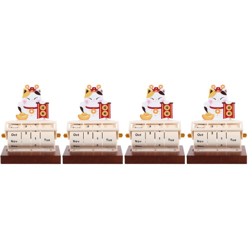 4Pièces Calendrier Cartes Bois Décor Maison Multifonction 2