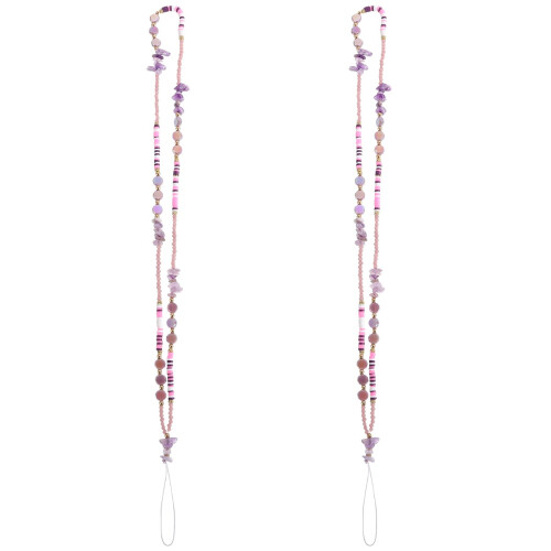 2Pièces Téléphone Perles Violet Suspendre Collier Élégant 2