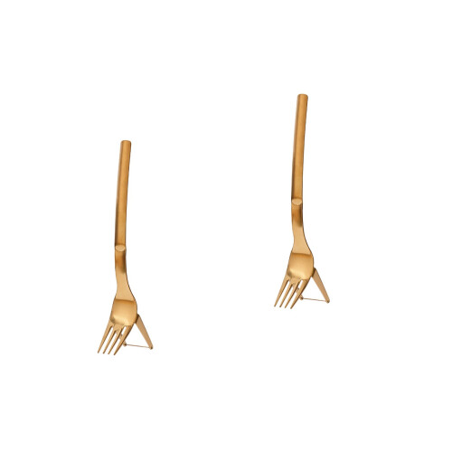 2Pièces Ustensiles Dorés Pour Couper Manger Pastèque À 2
