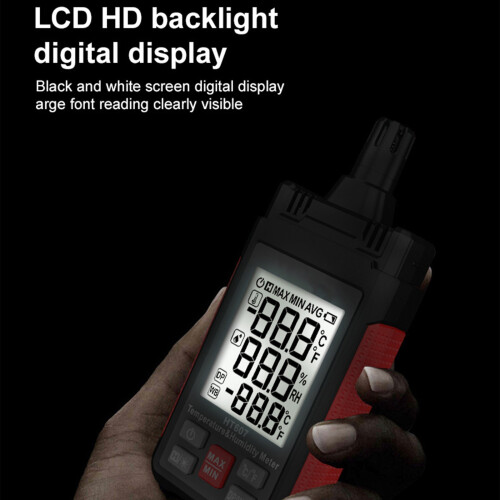 Indoor Temperature Humidity Meter Data Hold Accurate LCD Backlight Hygrometer 2
