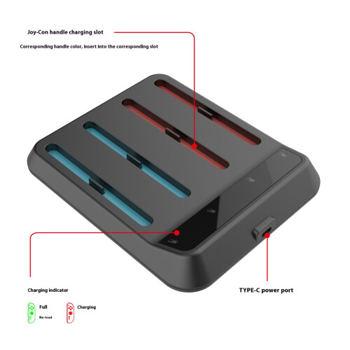 4 in 1 Charging Dock with Indicator Controller Magnetic Charging Station for NS2 Black 2