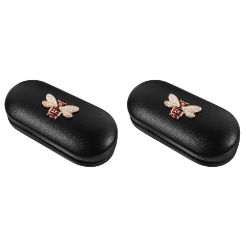 2Pièces Étui Lunettes Multi-Usage PU Noir Résistant Voyage 1