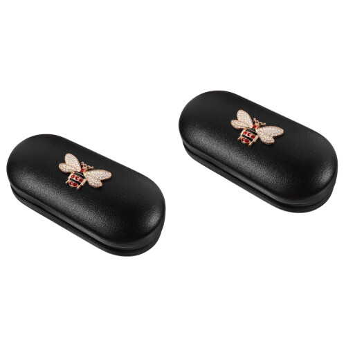 2Pièces Étui Lunettes Multi-Usage PU Noir Résistant Voyage 2