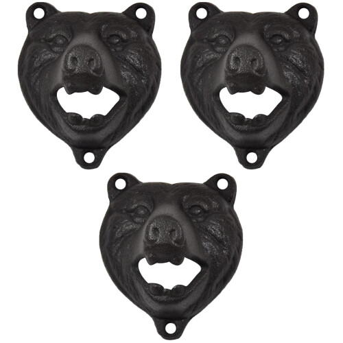 3Pièces Ouvre-Bouteilles Mural Noir Ours Robuste Pour Maison 1