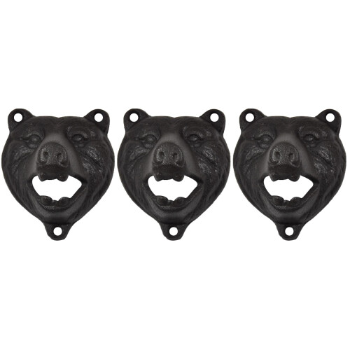3Pièces Ouvre-Bouteilles Mural Noir Ours Robuste Pour Maison 2
