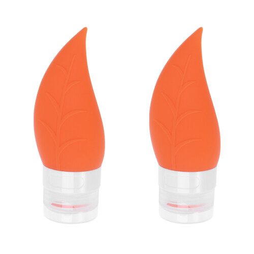 2Pièces Flacons Silicone Orange Pour Shampooing Et Crème 1