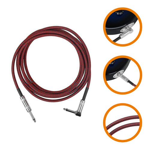2Pièces Câbles Effet Guitare Nylon Rouge Durable Haute Qualité 2